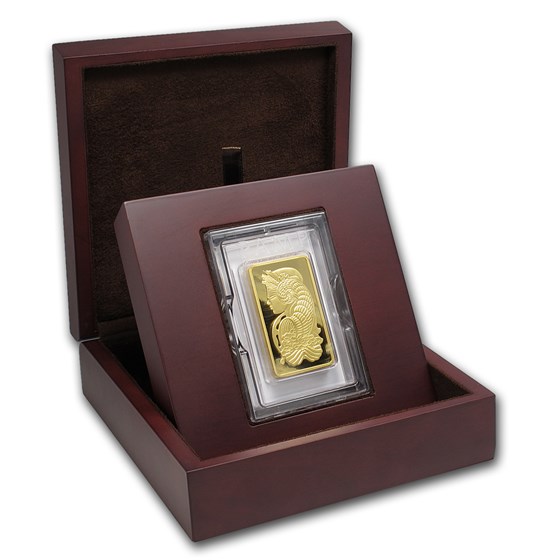 APMEX Wood Gift Box - 10 oz PAMP Suisse Gold Bar (w/Assay) APMEX Wood Gift Box - 10 oz PAMP Suisse Gold Bar (w/Assay)